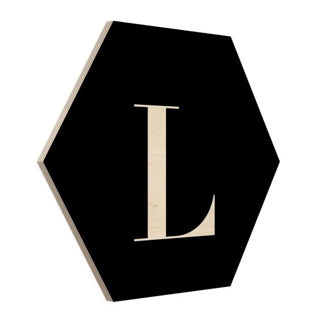 Wooden hexagon - Letter Serif Black L