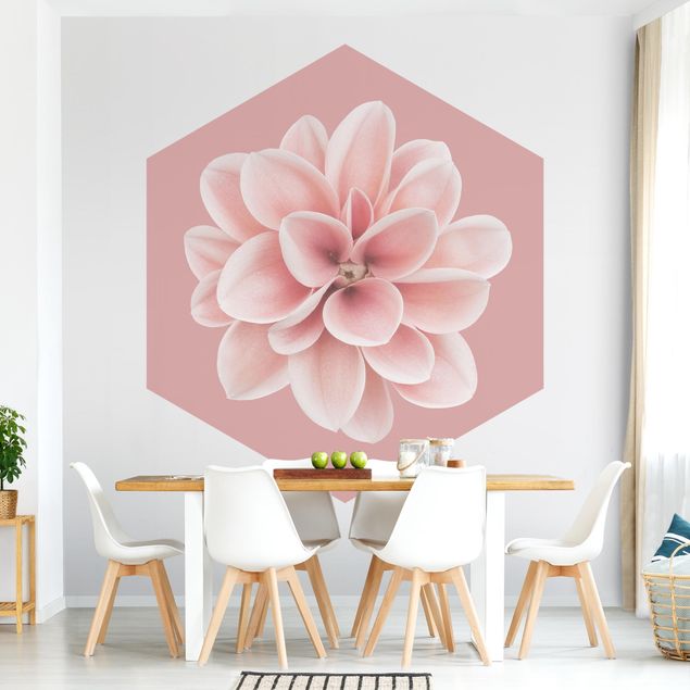 Self-adhesive hexagonal pattern wallpaper - Dahlia On Blush Pink