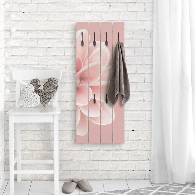 Wooden coat rack - Dahlia On Blush Pink