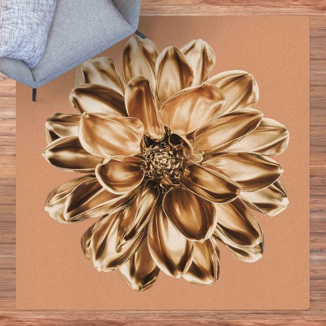 Modern rugs Dahlia Flower Gold Metallic