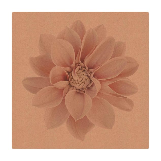 Cork mat - Dahlia Flower Pastel White Pink - Square 1:1
