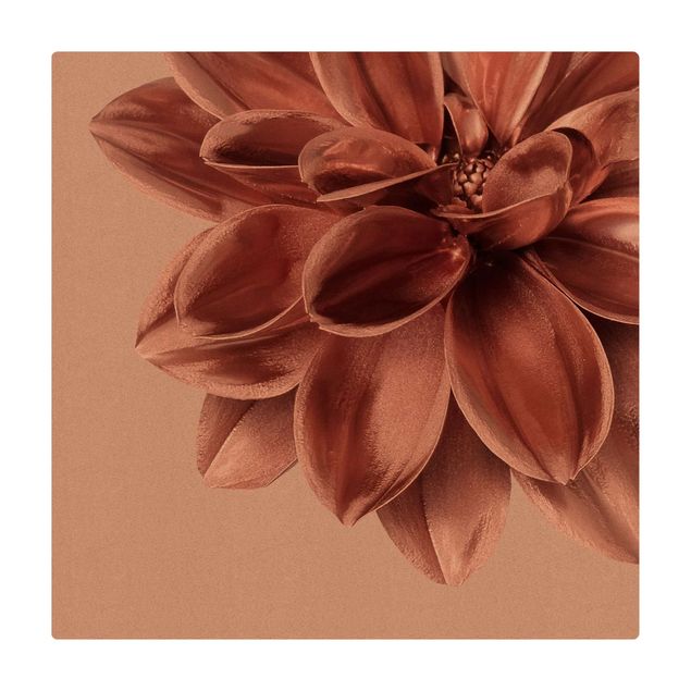 Cork mat - Dahlia Flower Rosegold Metallic Detail - Square 1:1