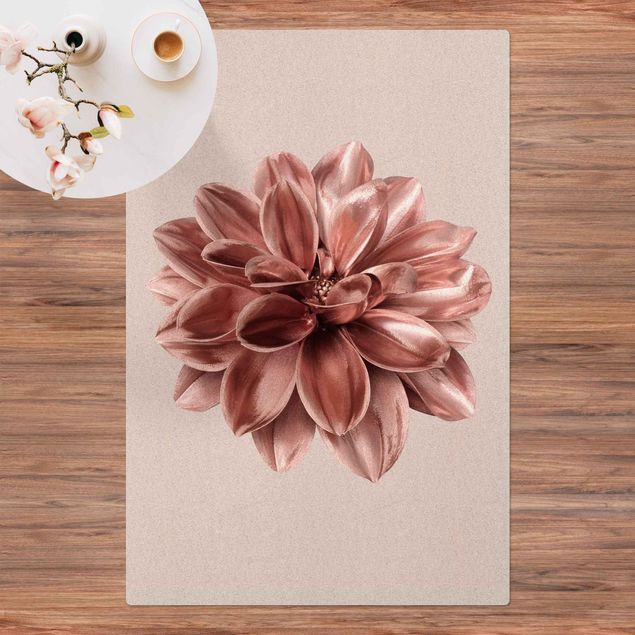 modern area rugs Dahlia Flower Rosegold Metallic