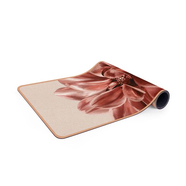 Yoga mat - Dahlia Flower Rosegold Metallic