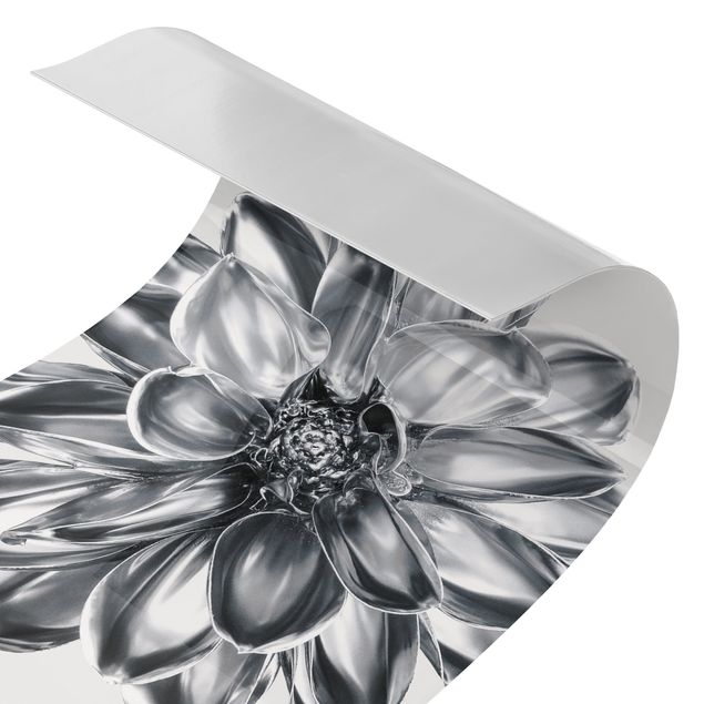 Shower wall cladding - Dahlia Flower Silver Metallic
