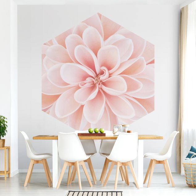 Self-adhesive hexagonal pattern wallpaper - Dahlia In Pastel Pink