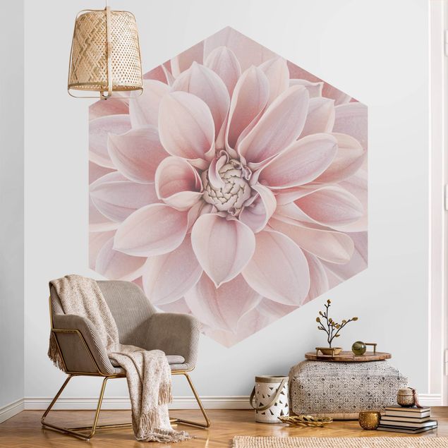 Self-adhesive hexagonal pattern wallpaper - Dahlia In Powder Pink