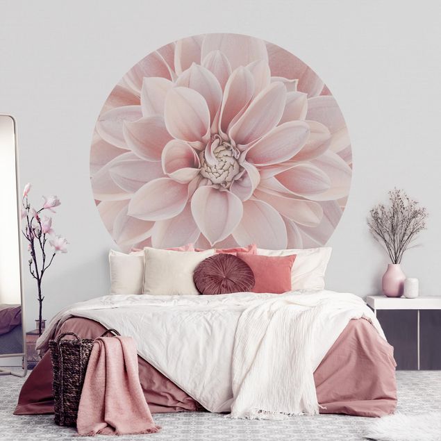 Self-adhesive round wallpaper - Dahlia In Powder Pink