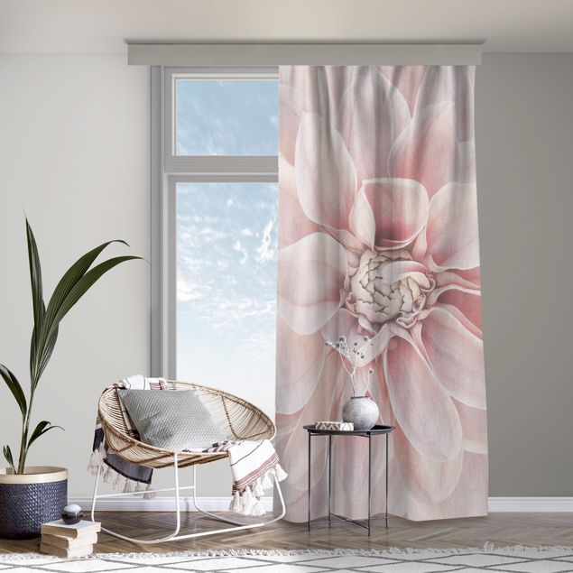 custom curtain Dahlia In Powder Pink