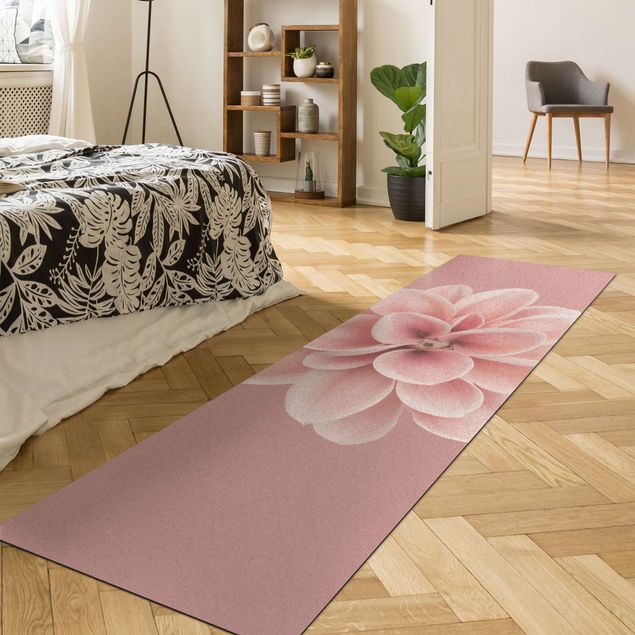 modern area rugs Dahlia Pink Blush Flower Centered