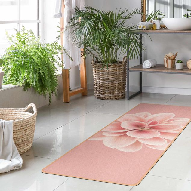 Yoga mat - Dahlia Pink Blush Flower Centered