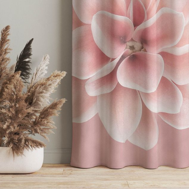 Modern Curtains Dahlia Pink Blush Flower Centered