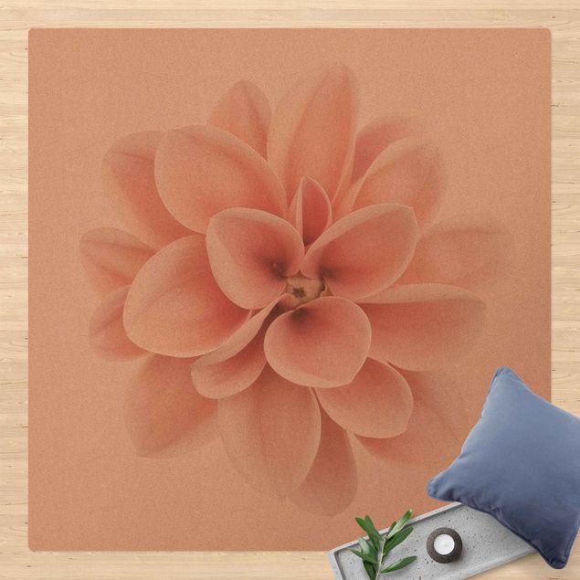 Cork mat - Dahlia Pink Pastel Flower Centered - Square 1:1