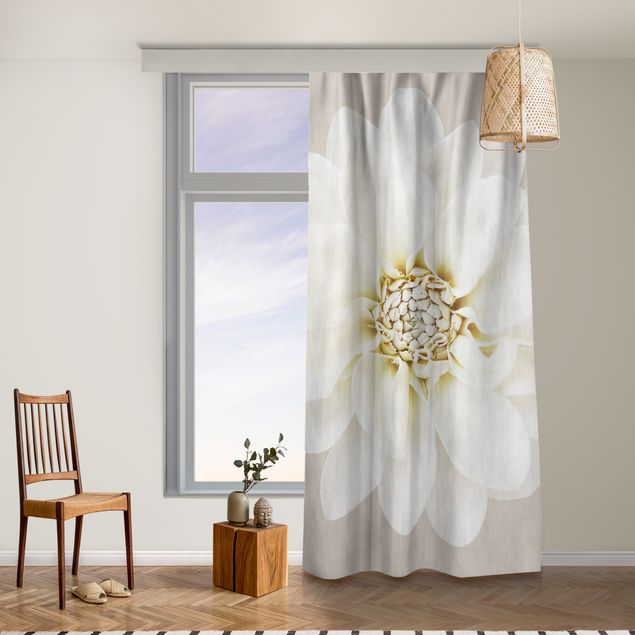 made to measure curtains Dahlia White Taupe Pastel Centered