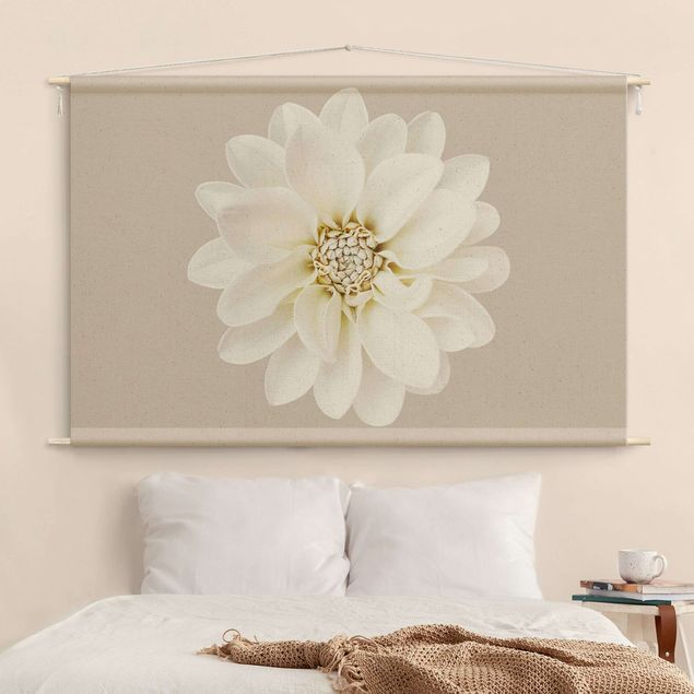 tapestry wall hanging Dahlia White Taupe Pastel Centered