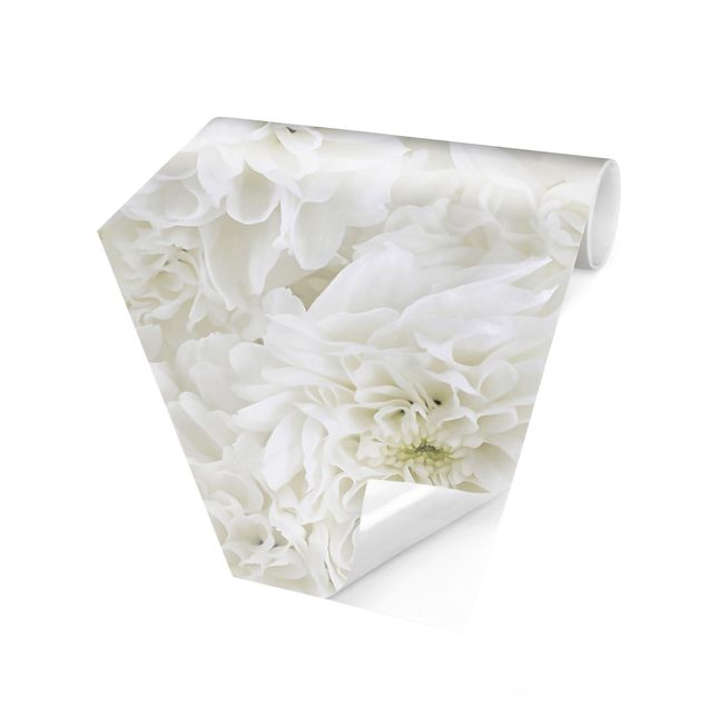 Self-adhesive hexagonal pattern wallpaper - Dahlia Sea Of Flowers White