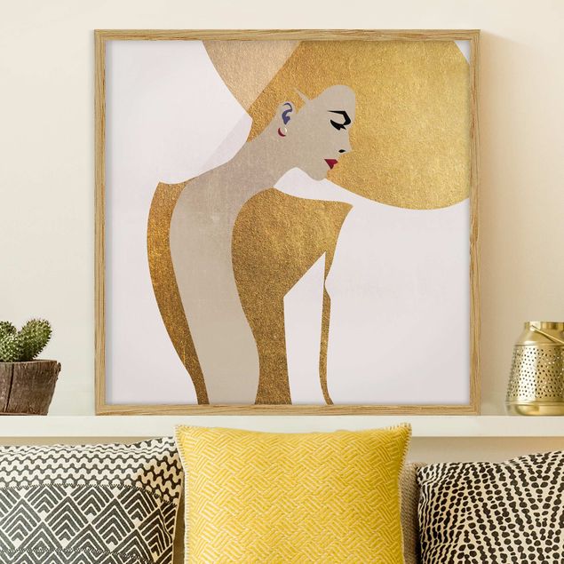 Framed poster - Lady With Hat Golden
