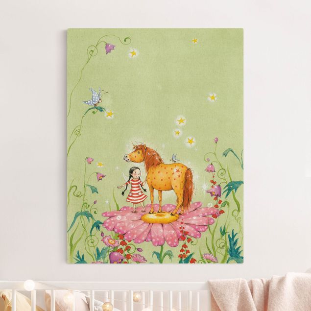 Natural canvas print - The Magical Pony On The Flower - Portrait format 3:4