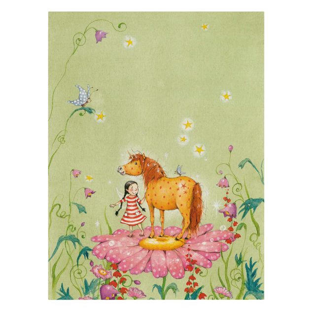 Natural canvas print - The Magical Pony On The Flower - Portrait format 3:4