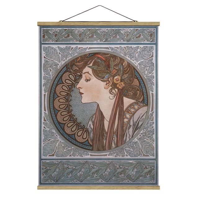 Fabric print with poster hangers - Alfons Mucha - Helena