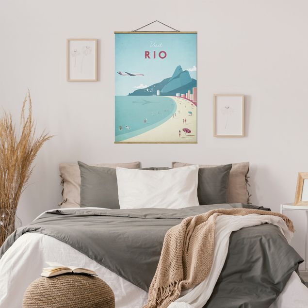 Fabric print with poster hangers - Travel Poster - Rio De Janeiro