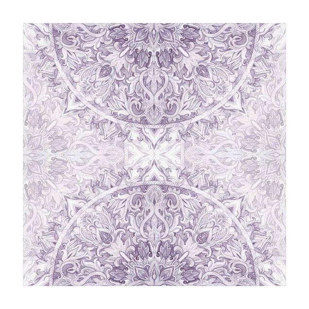 floral area rugs Mandala Watercolour Ornament Purple