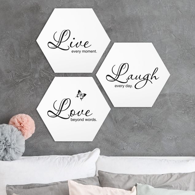 Alu-Dibond hexagon - Live Laugh Love