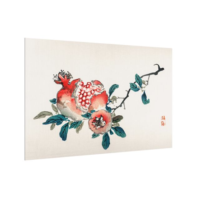 Glass splashbacks Asian Vintage Drawing Pomegranate