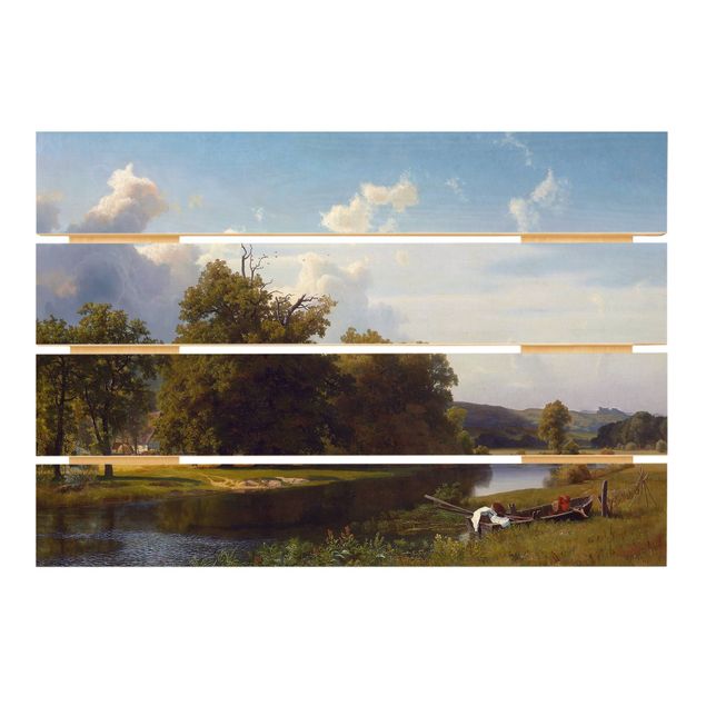 Print on wood - Albert Bierstadt - A River Landscape, Westphalia