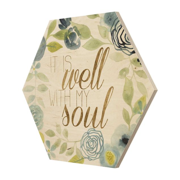 Wooden hexagon - Garland With Saying - Soul