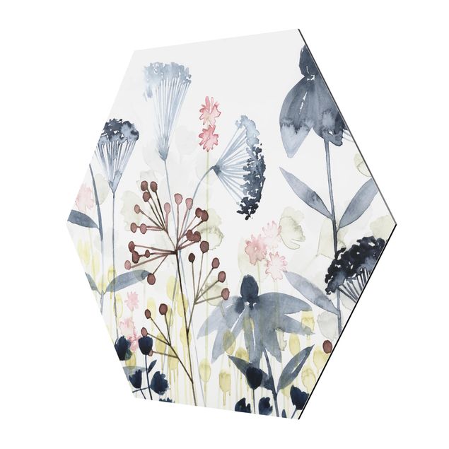 Alu-Dibond hexagon - Wildflower Watercolour I