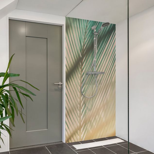 Shower wall cladding - Tropical Plants Palm Trees At Sunset ll
