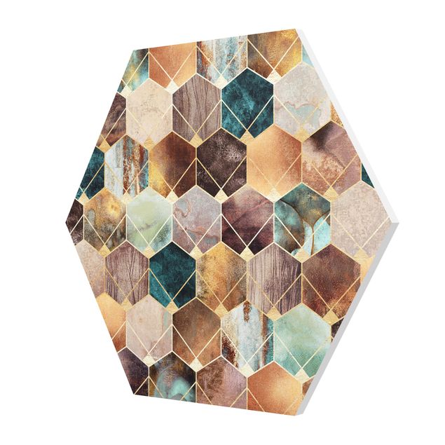 Forex hexagon - Turquoise Geometry Golden Art Deco