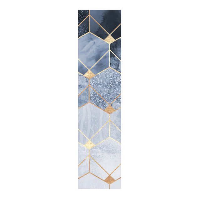 Sliding panel curtain - Blue Geometry Golden Art Deco