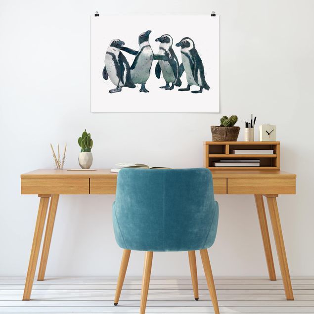 Poster - Illustration Penguins Black And White Watercolour
