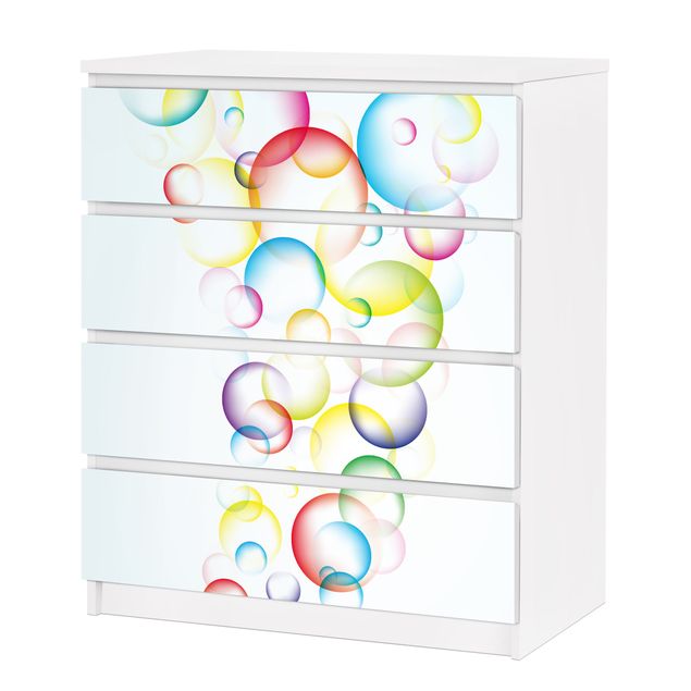 Adhesive film for furniture IKEA - Malm chest of 4x drawers - Rainbow Bubbles