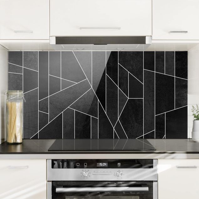 Patterned glass splashbacks Black And White Geometric Watercolour