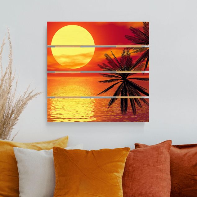 Print on wood - Caribbean sunset