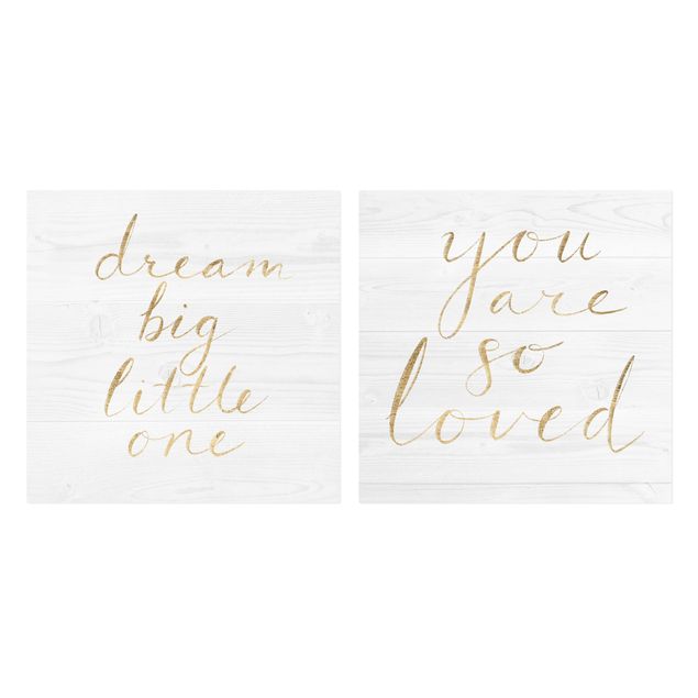 Print on canvas - Wooden Wall White Set I