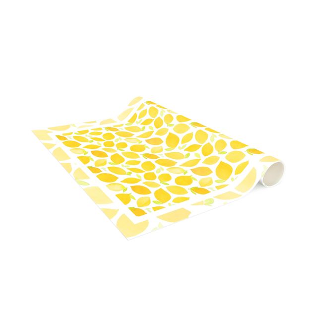modern area rugs Watercolour Lemons with Leaves And Frame