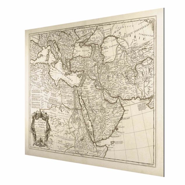 Print on aluminium - Vintage Map The Middle East