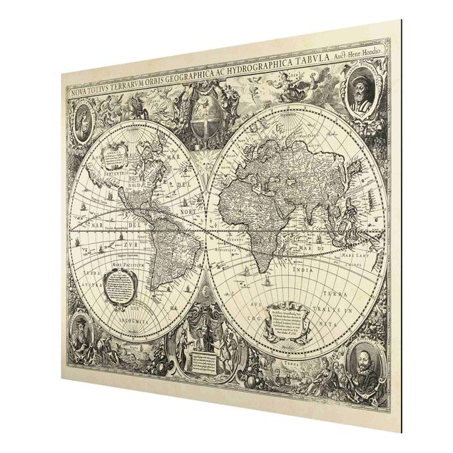 Print on aluminium - Vintage World Map Antique Illustration