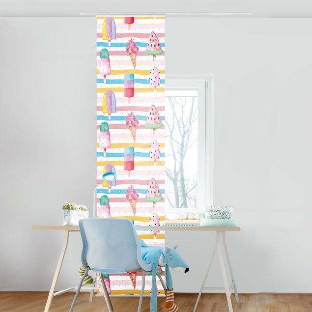 Sliding panel curtain - Watercolour Ice Cream With Dots