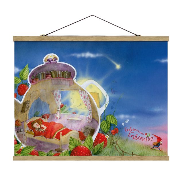 Fabric print with poster hangers - Little Strawberry Strawberry Fairy - Sleep Well!
