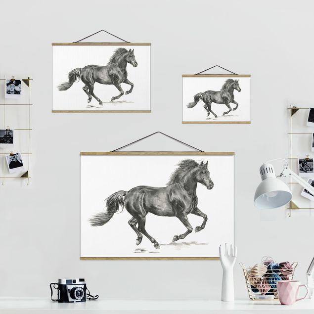 Fabric print with poster hangers - Wild Horse Trial - Stallion