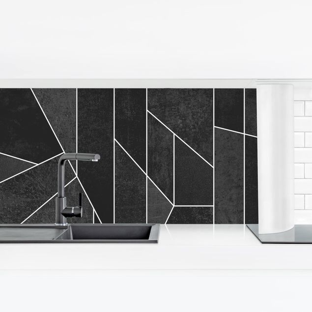Kitchen wall cladding - Black And White Geometric Watercolour
