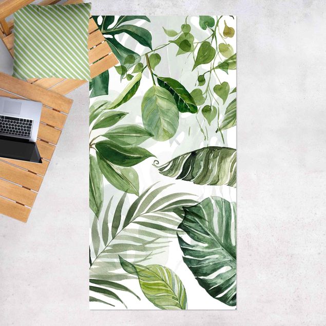 Balcony rugs Watercolour Tropical Leaves And Tendrils