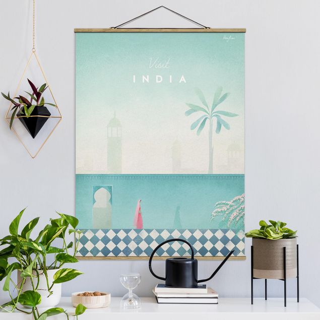 Fabric print with poster hangers - Travel Poster - India