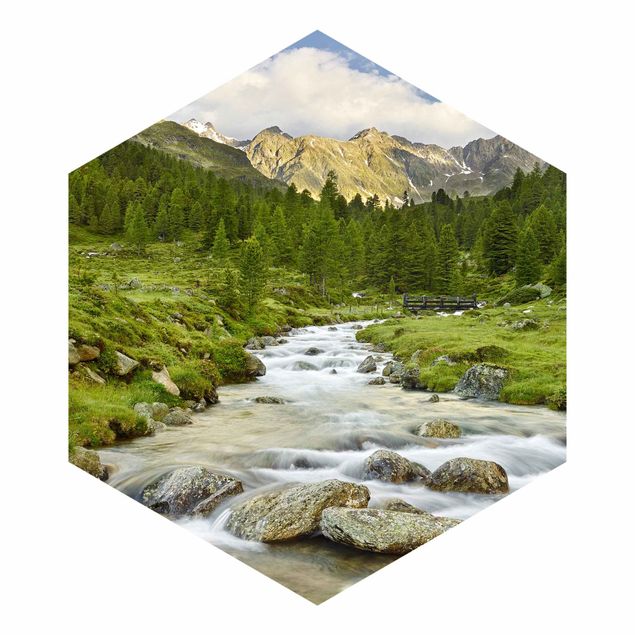 Self-adhesive hexagonal pattern wallpaper - Debanttal Hohe Tauern National Park