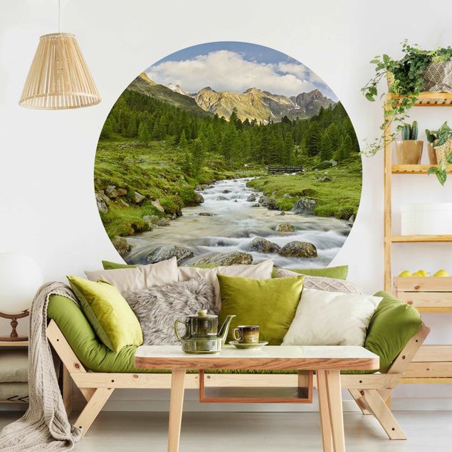 Self-adhesive round wallpaper forest - Debanttal Hohe Tauern National Park
